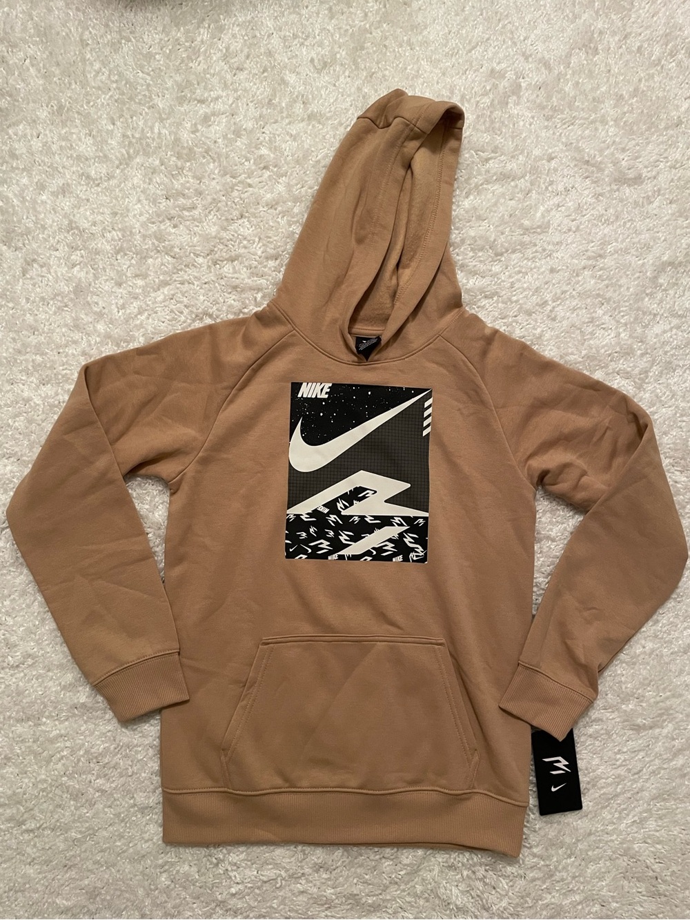 Nike 3BRAND by Russell Wilson Boys Long Sleeve Fleece Active Hoodie in Hemp NWT